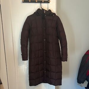 Lands End Women's Long Brown Puffer Coat